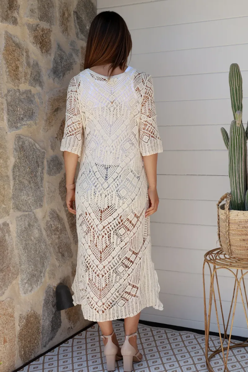 Isabella Boho Siargo Crochet  Maxi Beach Dress