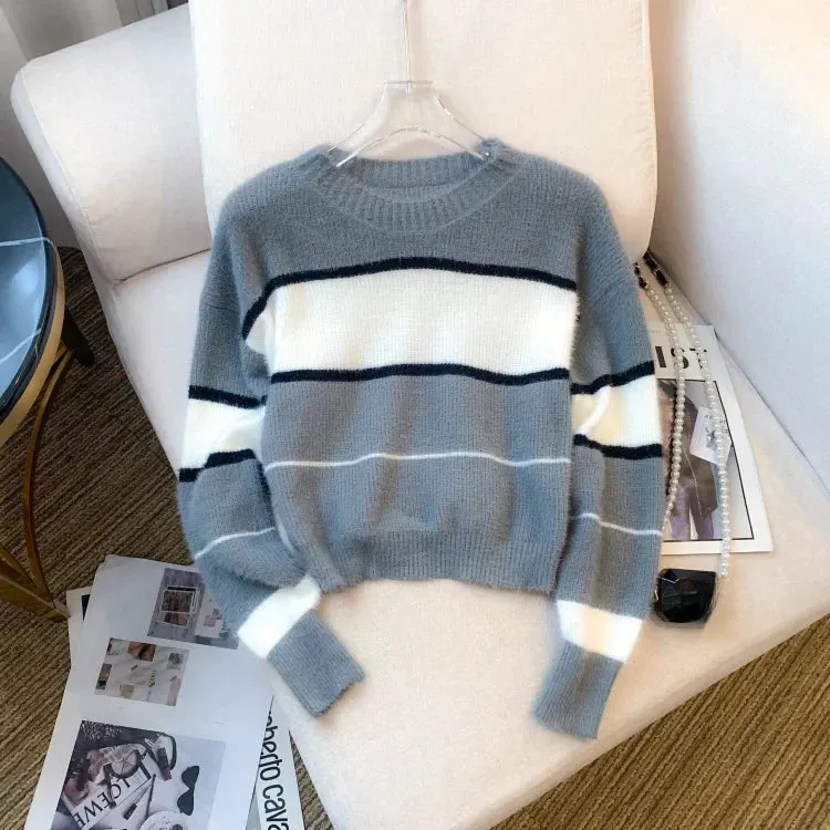 Ivyshape | Chic Color Block Pullover Sweater for Women