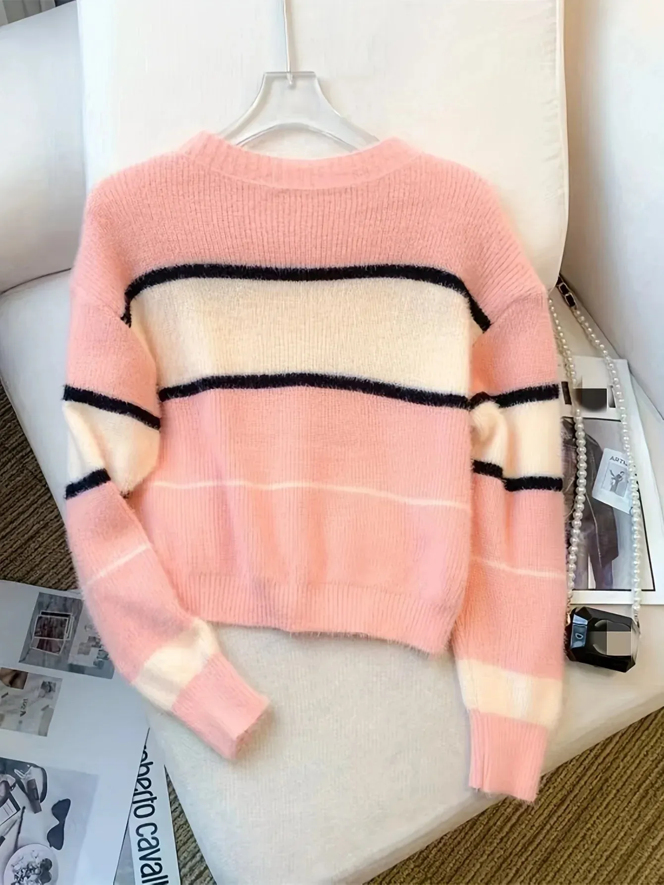 Ivyshape | Chic Color Block Pullover Sweater for Women