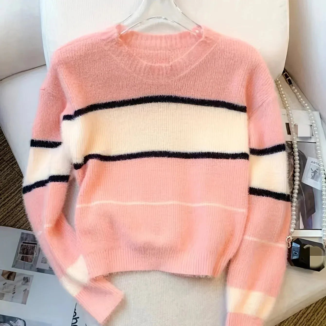 Ivyshape | Chic Color Block Pullover Sweater for Women