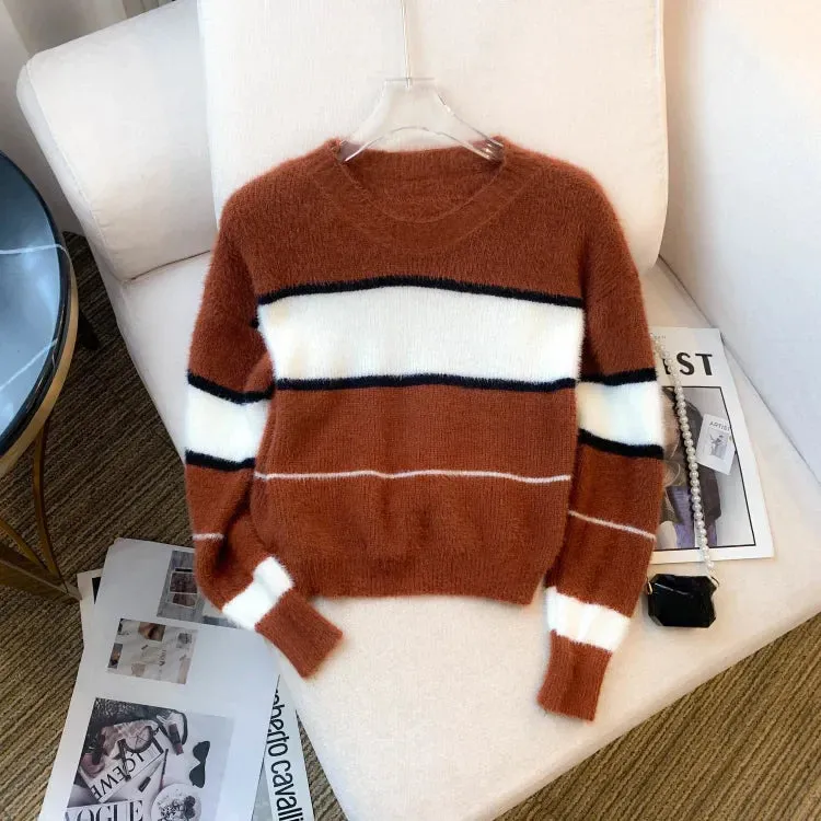 Ivyshape | Chic Color Block Pullover Sweater for Women