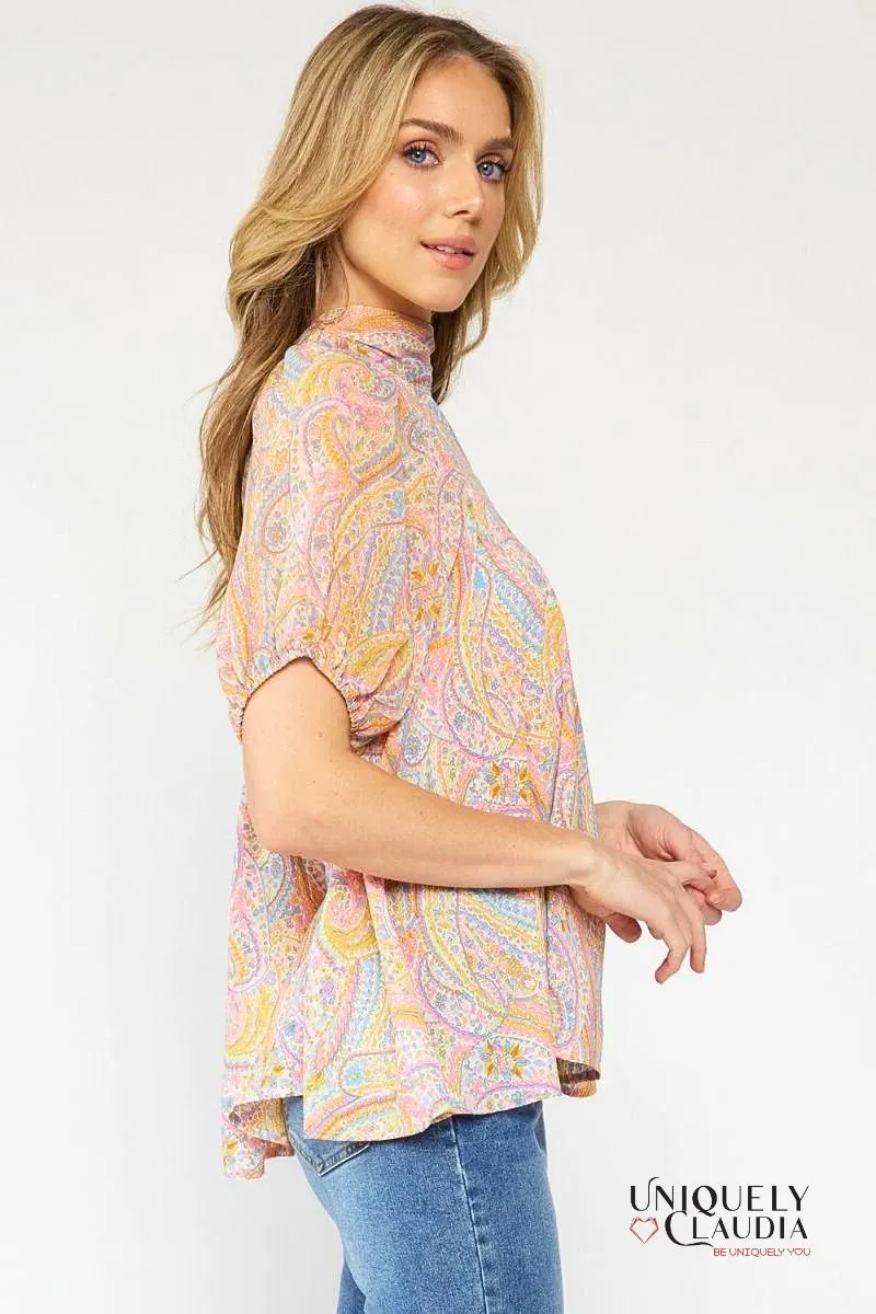 Jada High Neckline Paisley Top