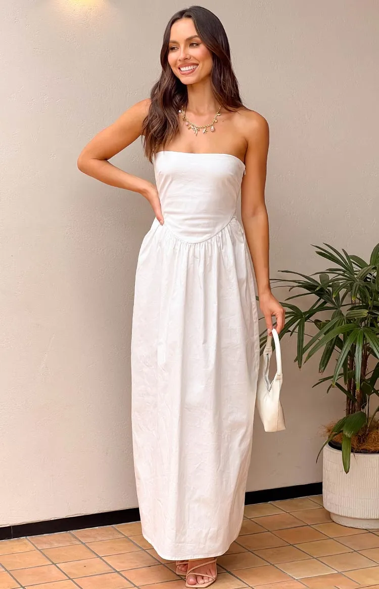 Jazlynn White Strapless Maxi Dress