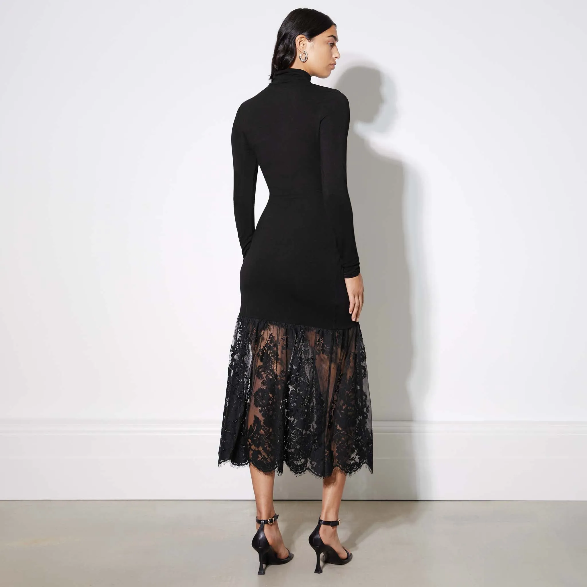 Jersey Lace Midi Dress