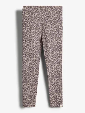 Jersey Leggings w. Ditsy Print - Kids - Dusty Purple