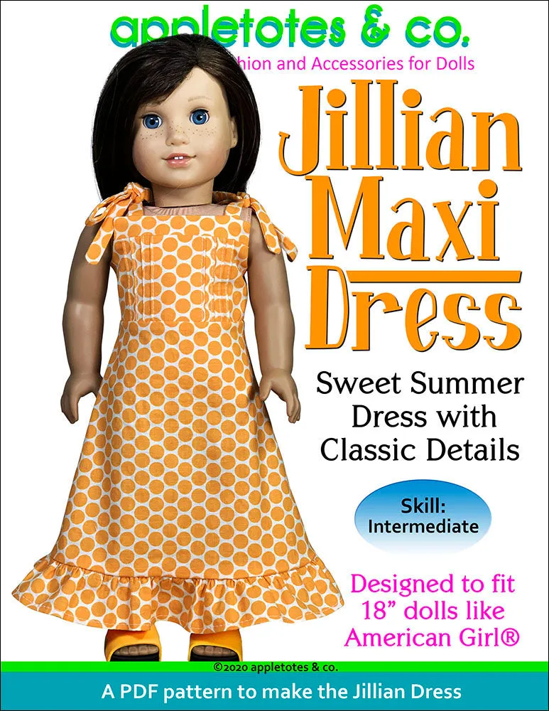 Jillian Maxi Dress Sewing Pattern for 18 Inch Dolls