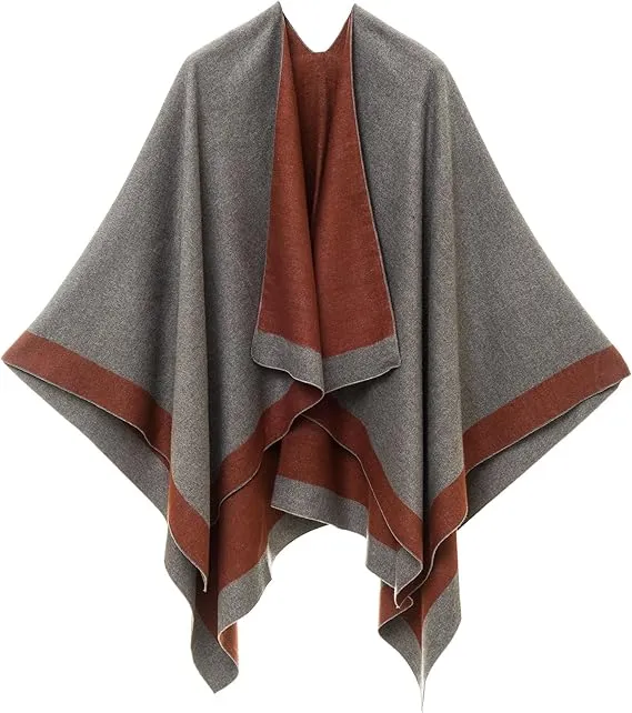 Khaki Luxurious Knit Sweater Poncho Cardigan