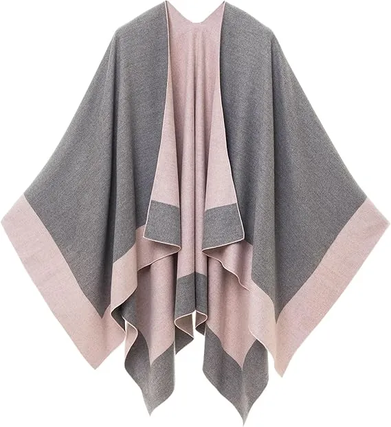 Khaki Luxurious Knit Sweater Poncho Cardigan