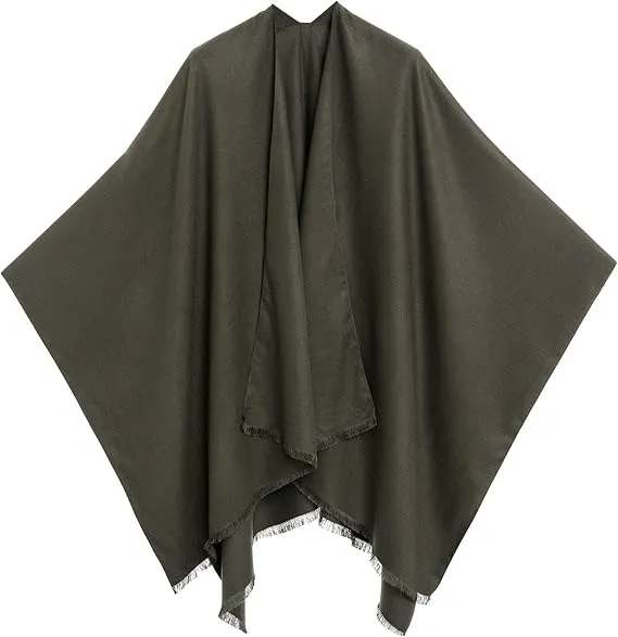 Khaki Luxurious Knit Sweater Poncho Cardigan