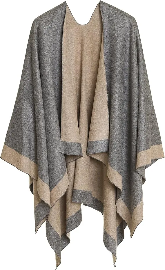 Khaki Luxurious Knit Sweater Poncho Cardigan