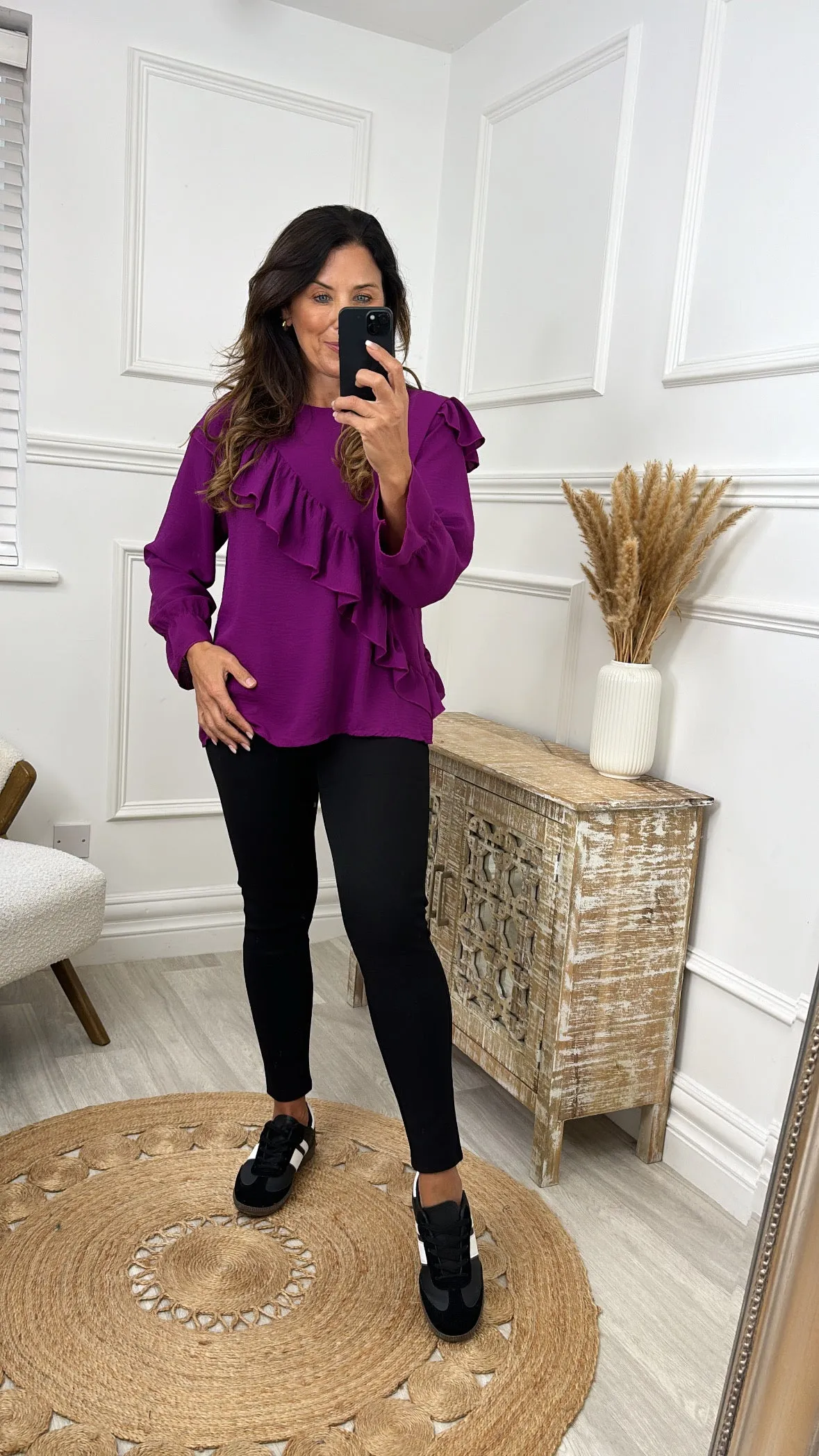 Kimberly Purple Frill Detail Blouse