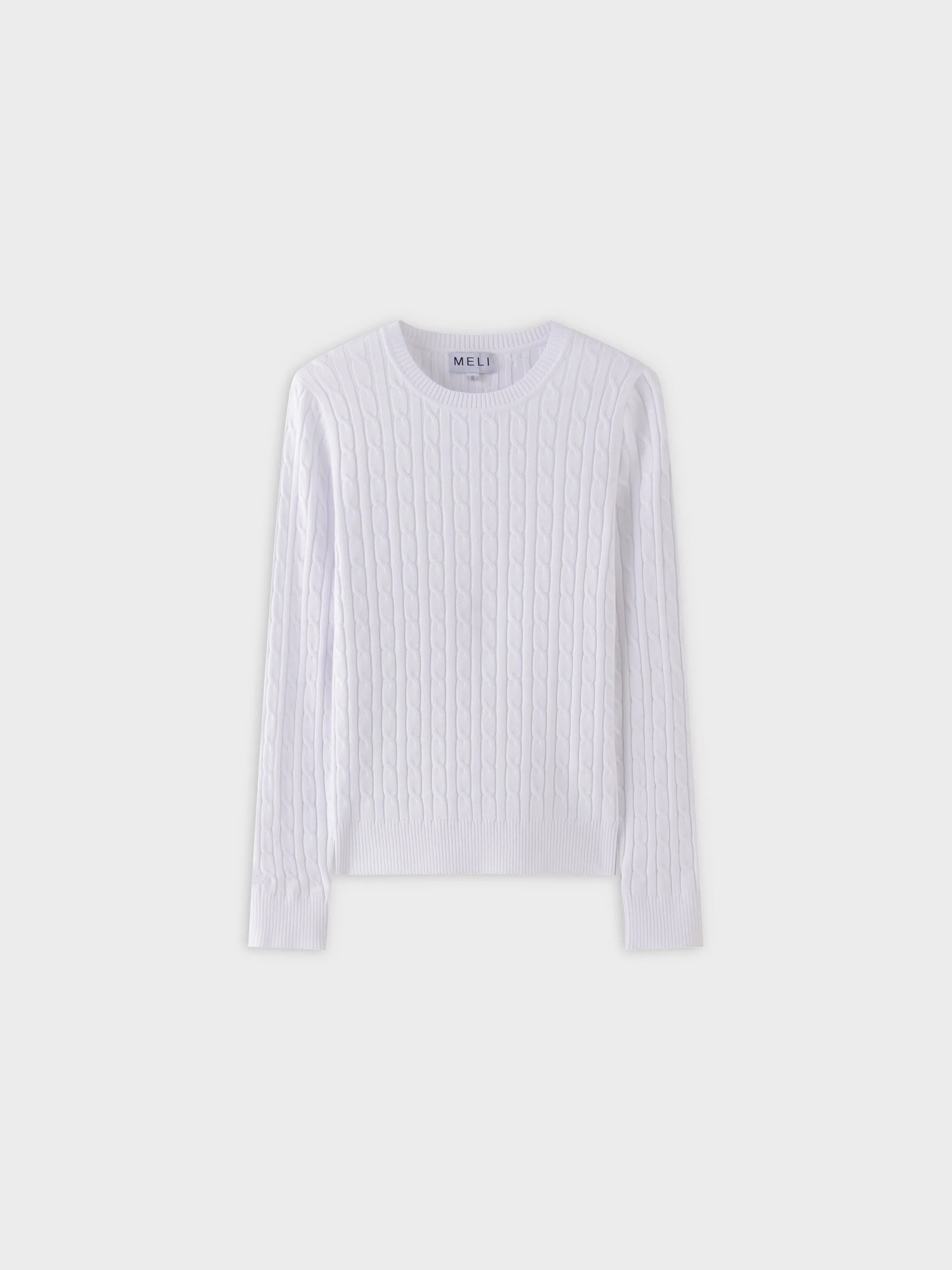 Knit Cable Sweater-White