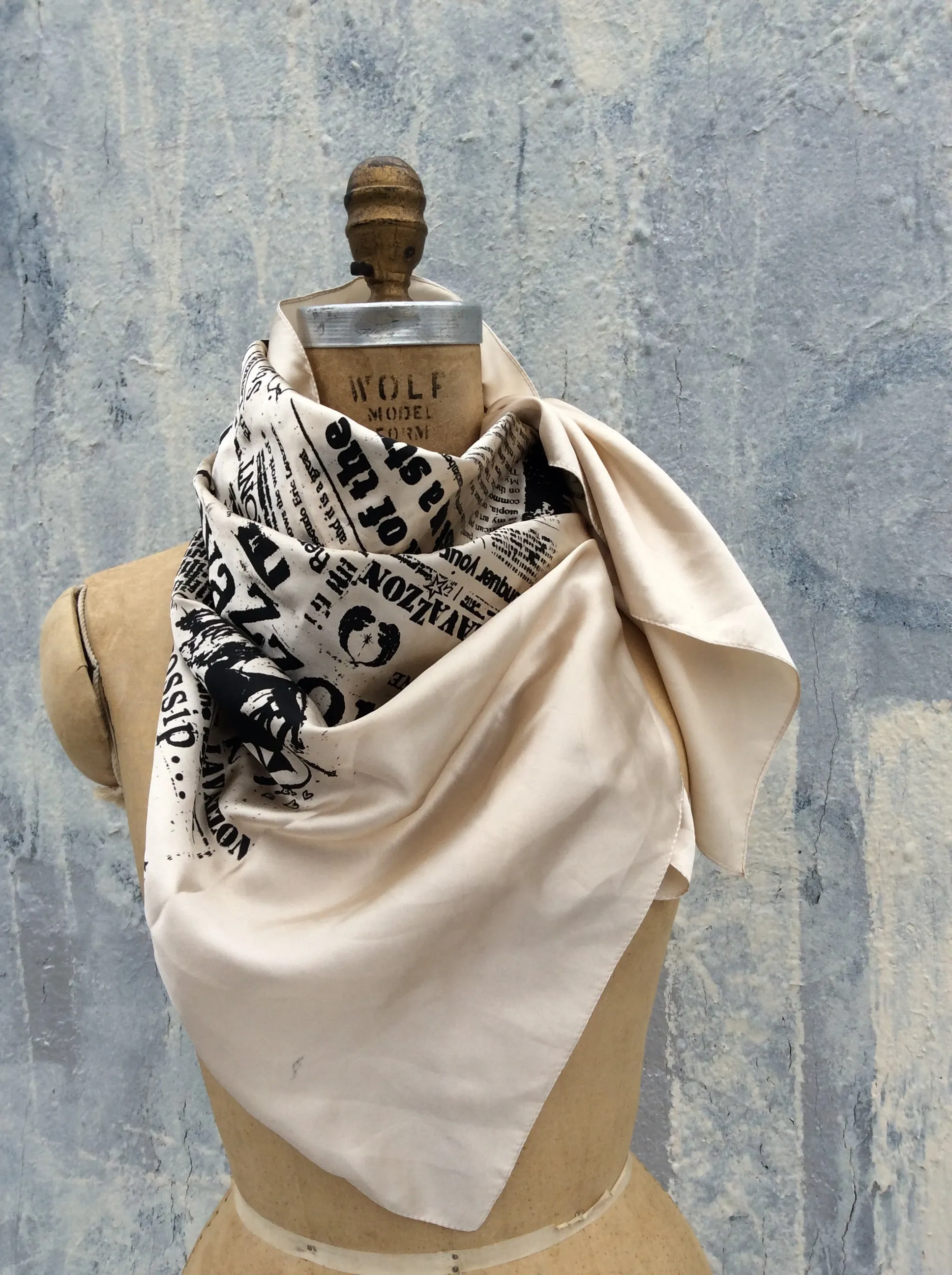 Large Square newsprint scarf