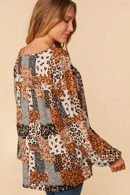 Leopard Patchwork Top