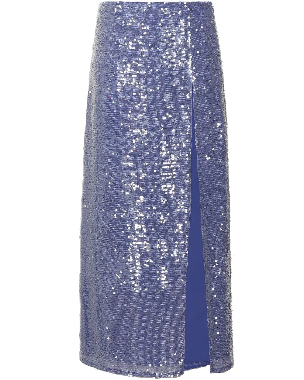 Lilac Sequin High Waisted Slit Midi Skirt