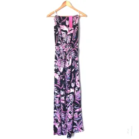 Lilly Pulitzer Black Floral Patterned Strapless Jumpsuit NWT- Size XS