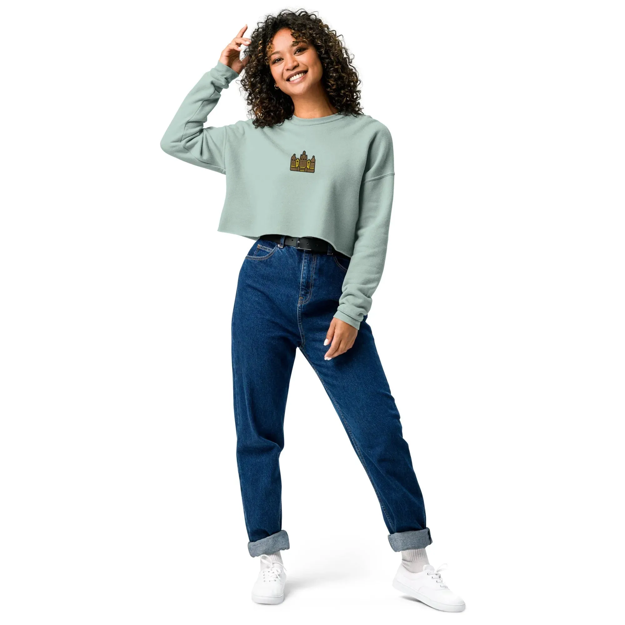 Malian Great Mosque Embroidered Cropped Sweatshirt