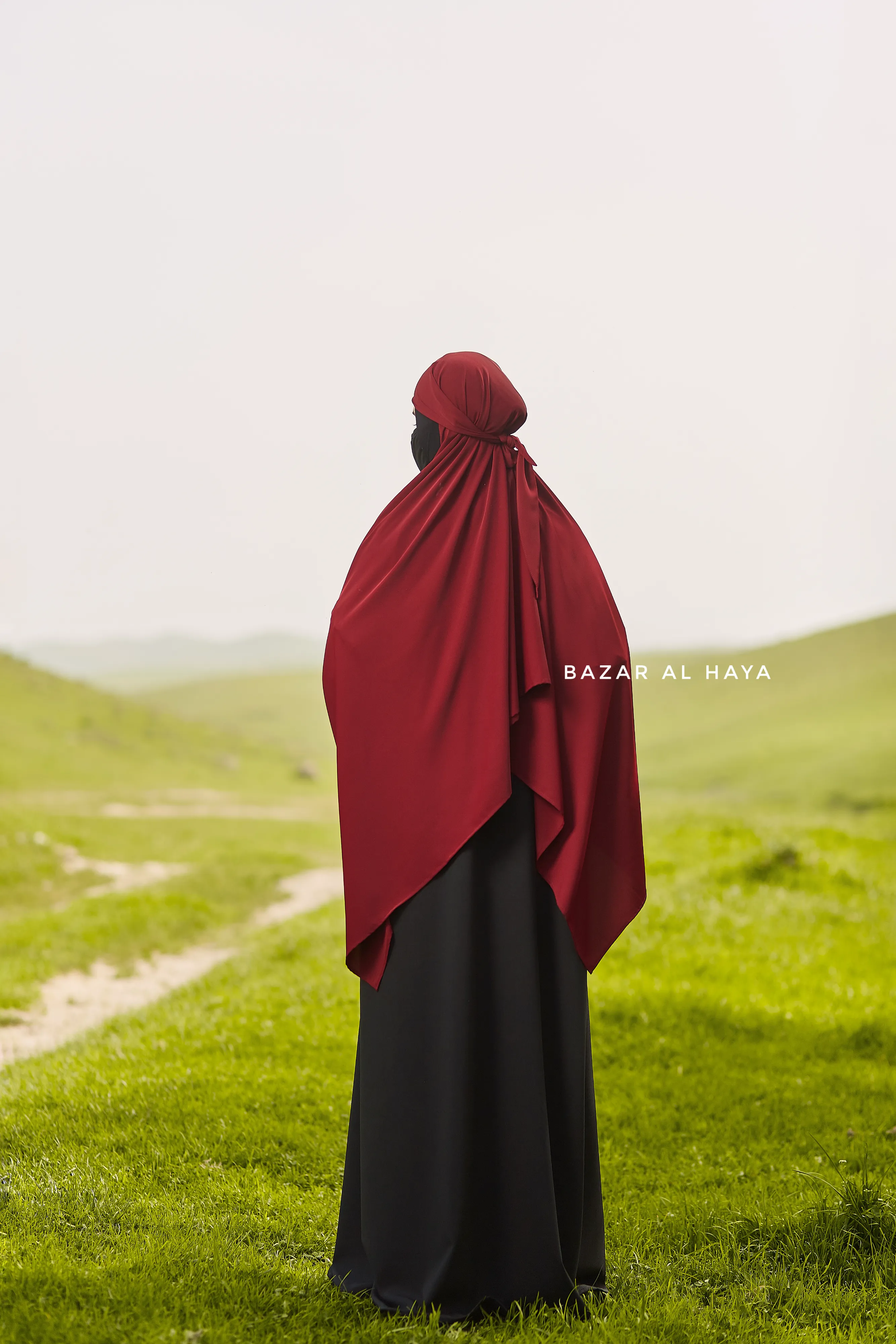 Maroon Tie Back Scarf & Khimar In Long Rectangle Shape - Style & More