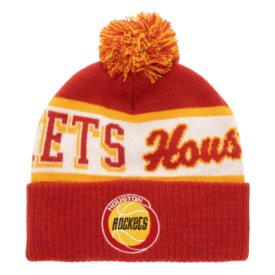 Men's Houston Rockets Mitchell & Ness HWC Block Sweep Pom Knit