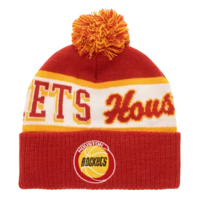 Men's Houston Rockets Mitchell & Ness HWC Block Sweep Pom Knit