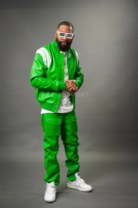 Men's Liam Varsity Jacket & Leather Cargo Pants [Green]