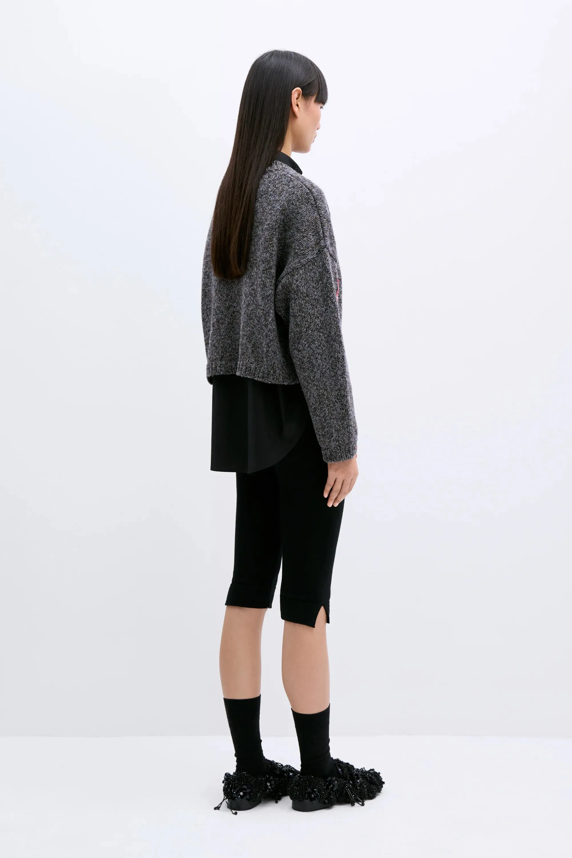 Merino Wool Crop Leggings - Black