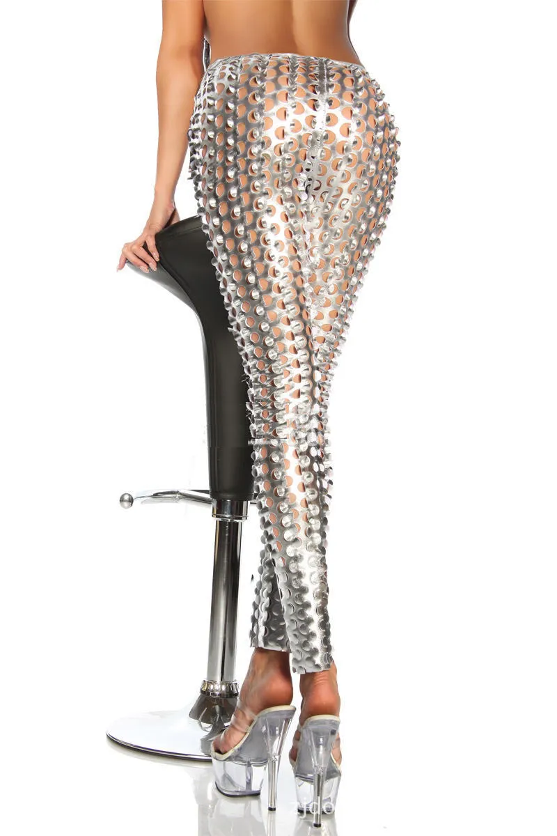 Metal studs punk fish scale bottoms