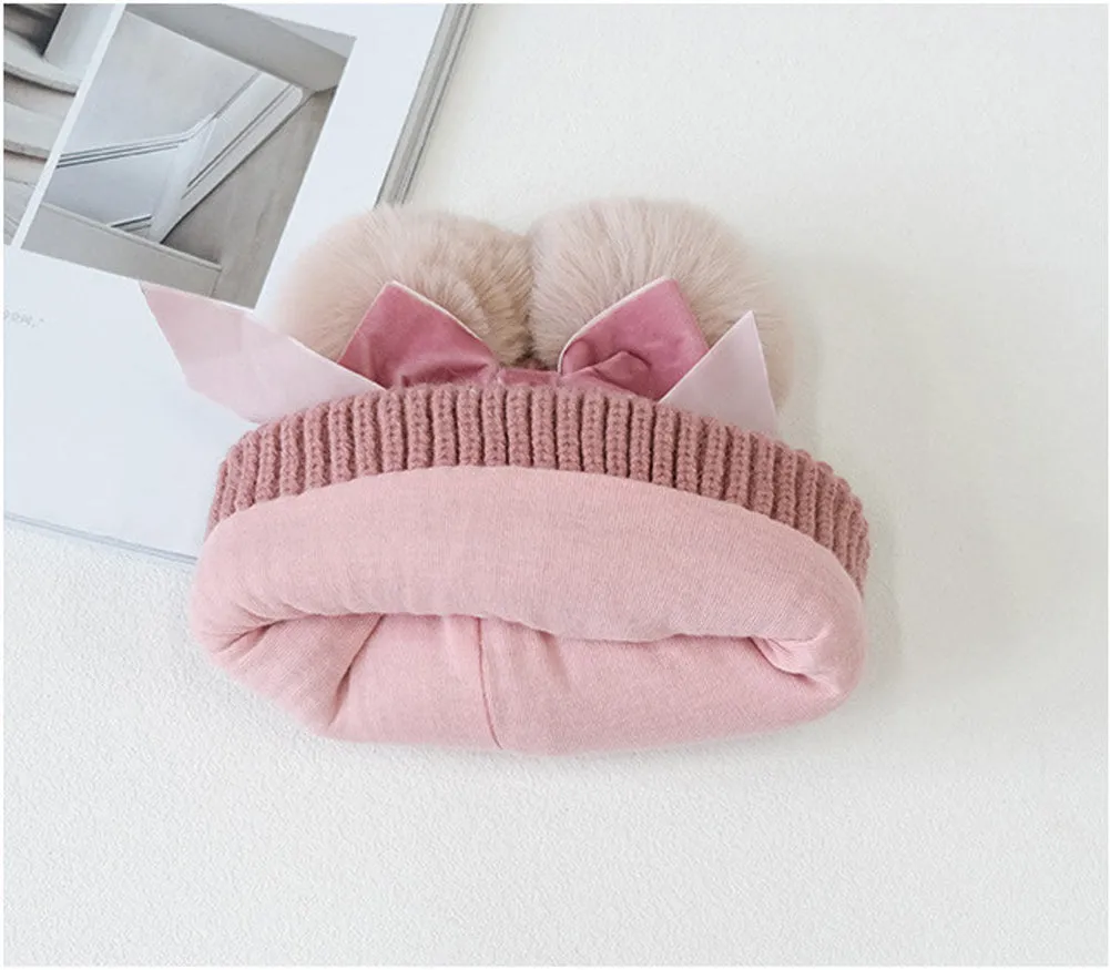 Mia Pompom Bow Beanie