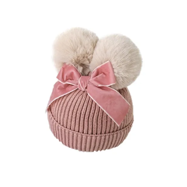 Mia Pompom Bow Beanie