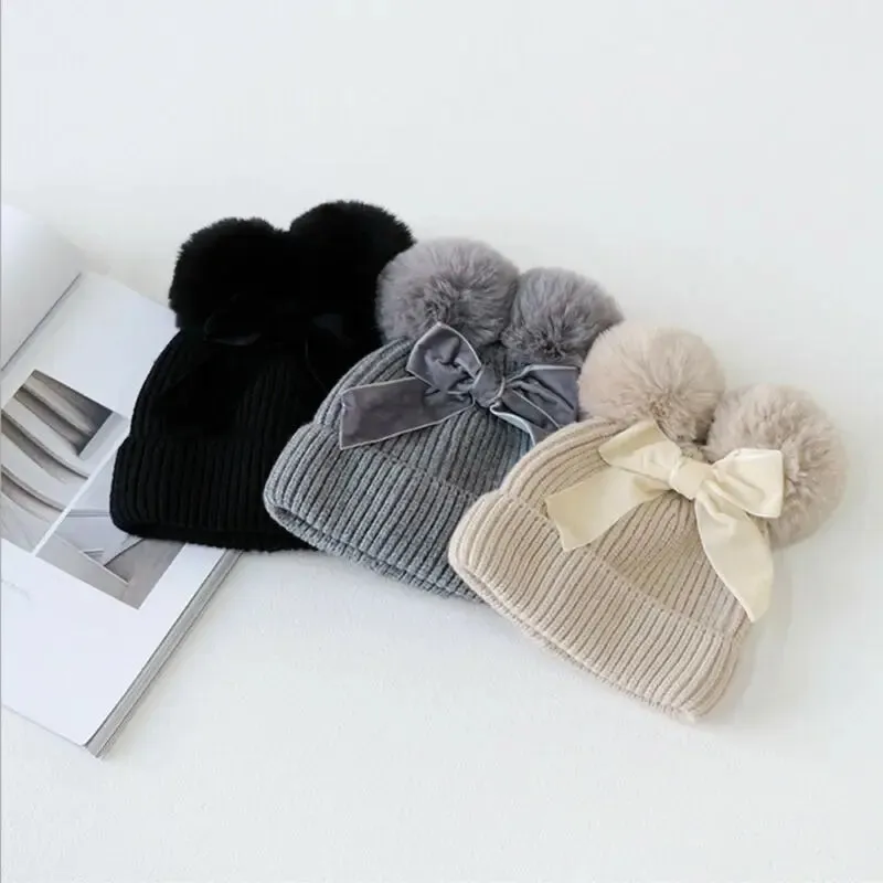 Mia Pompom Bow Beanie