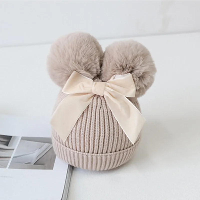 Mia Pompom Bow Beanie