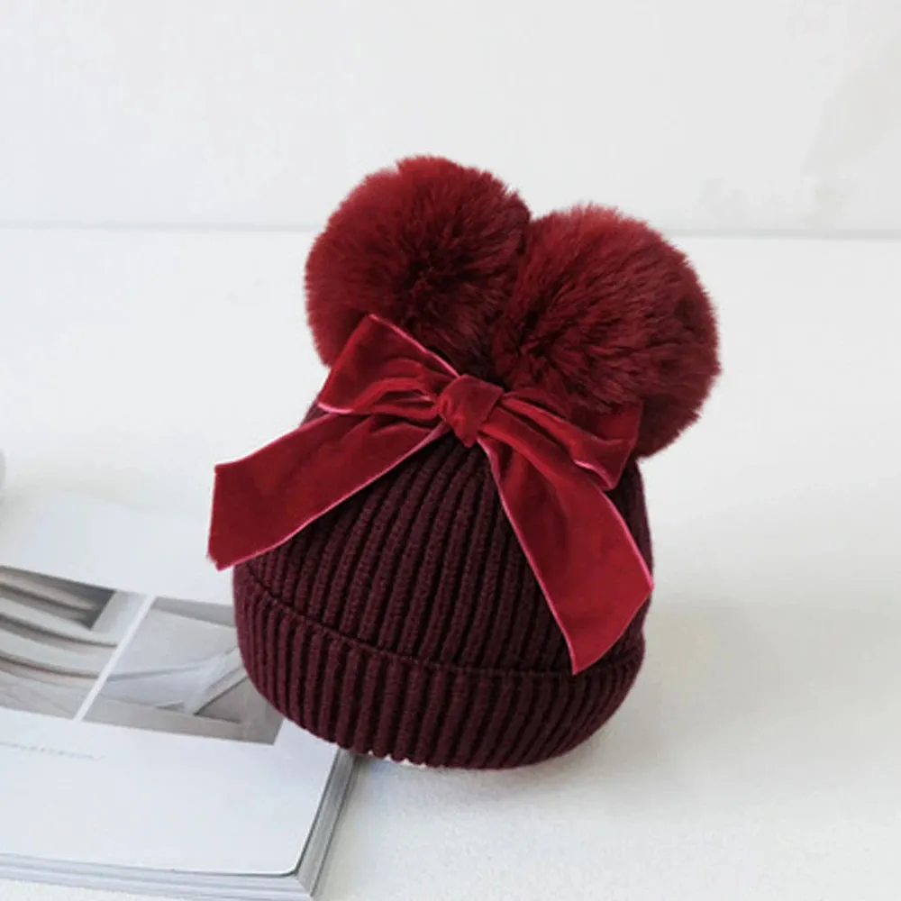 Mia Pompom Bow Beanie