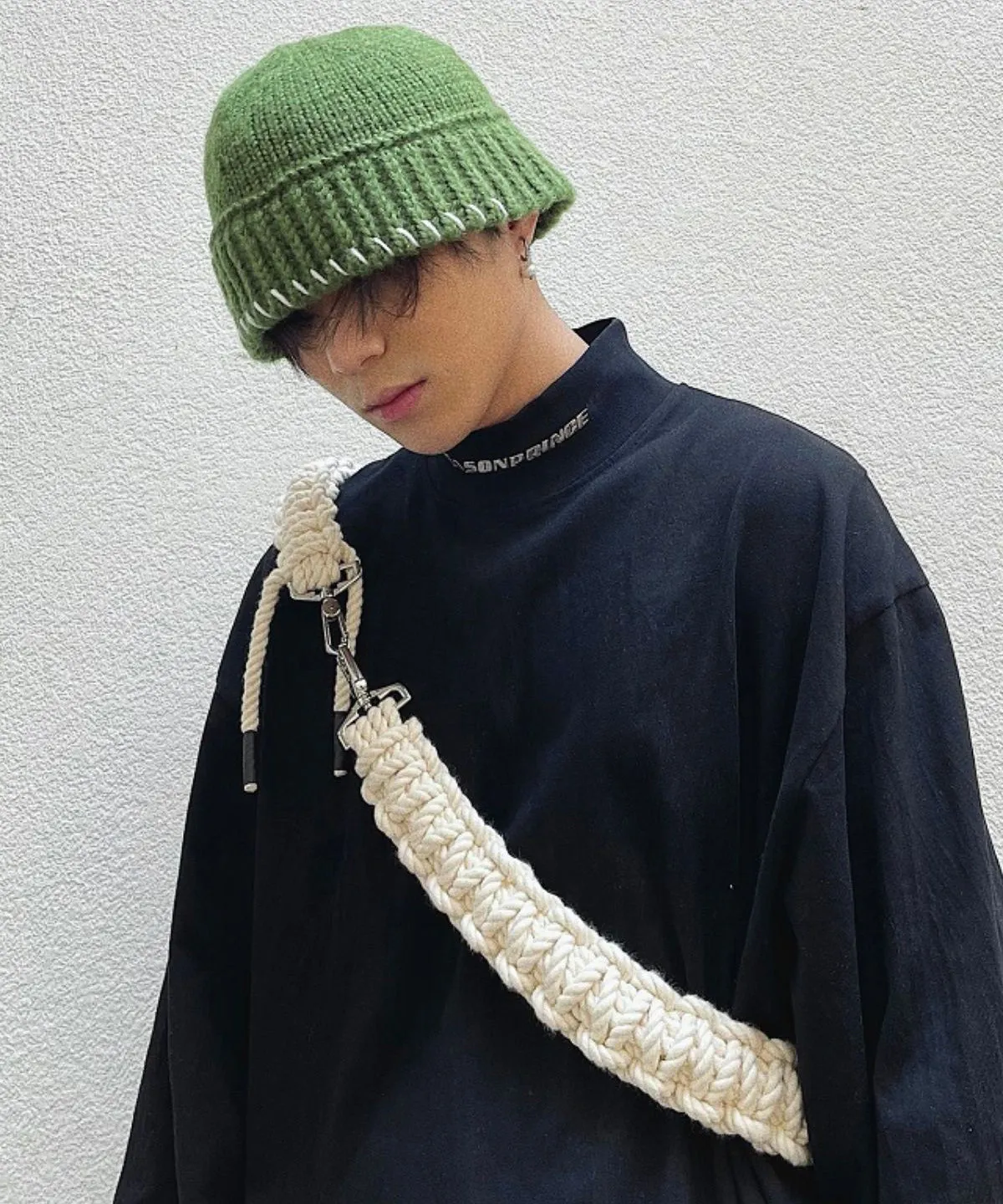 Modern Apricot Versatile Men Cozy Knit Bucket Hat RJ023