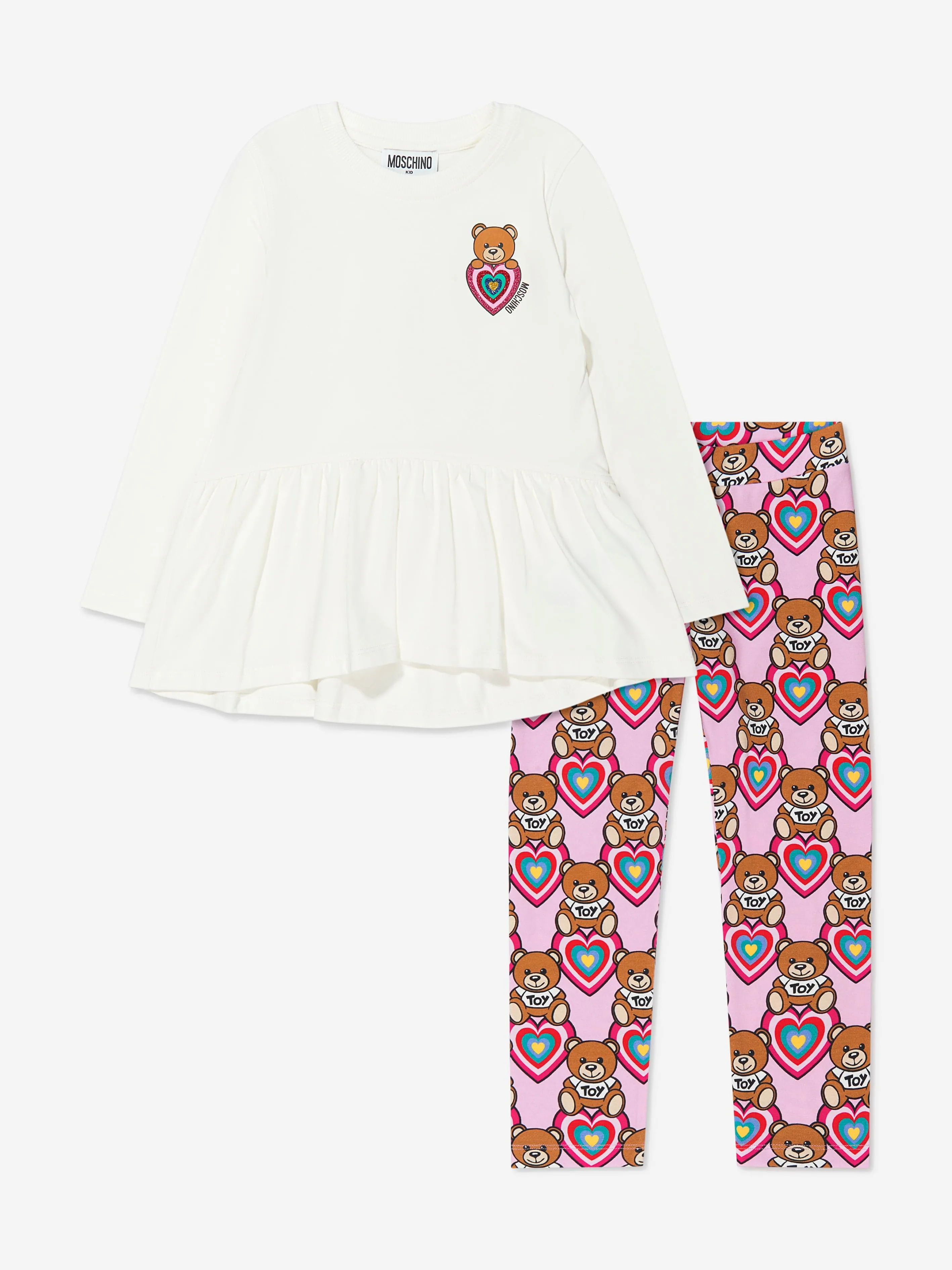 Moschino Girls Bear Heart T-Shirt And Leggings Set