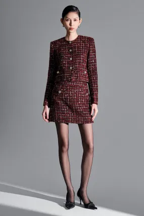 Natalie Cropped Round Neck Tweed Jacket