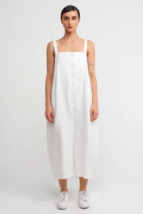 Nu Thick-Strap Linen Jumpsuit Off White