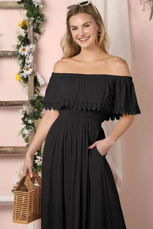 Off the Shoulder Flowy Maxi Dress