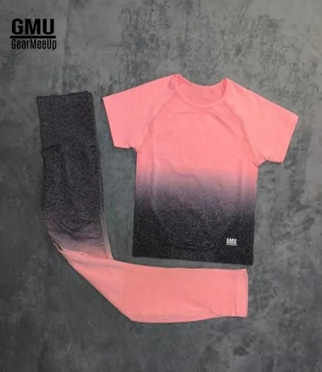 Ombre Seamless Leggings Crop Top Set