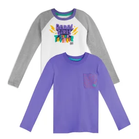 Organic Cotton Girl Shirts - Rebel Girls Long Sleeve Tee 2 Pack