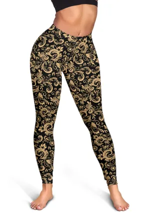 Oriental Floral Pattern - Onyx | Leggings | Mandalazed