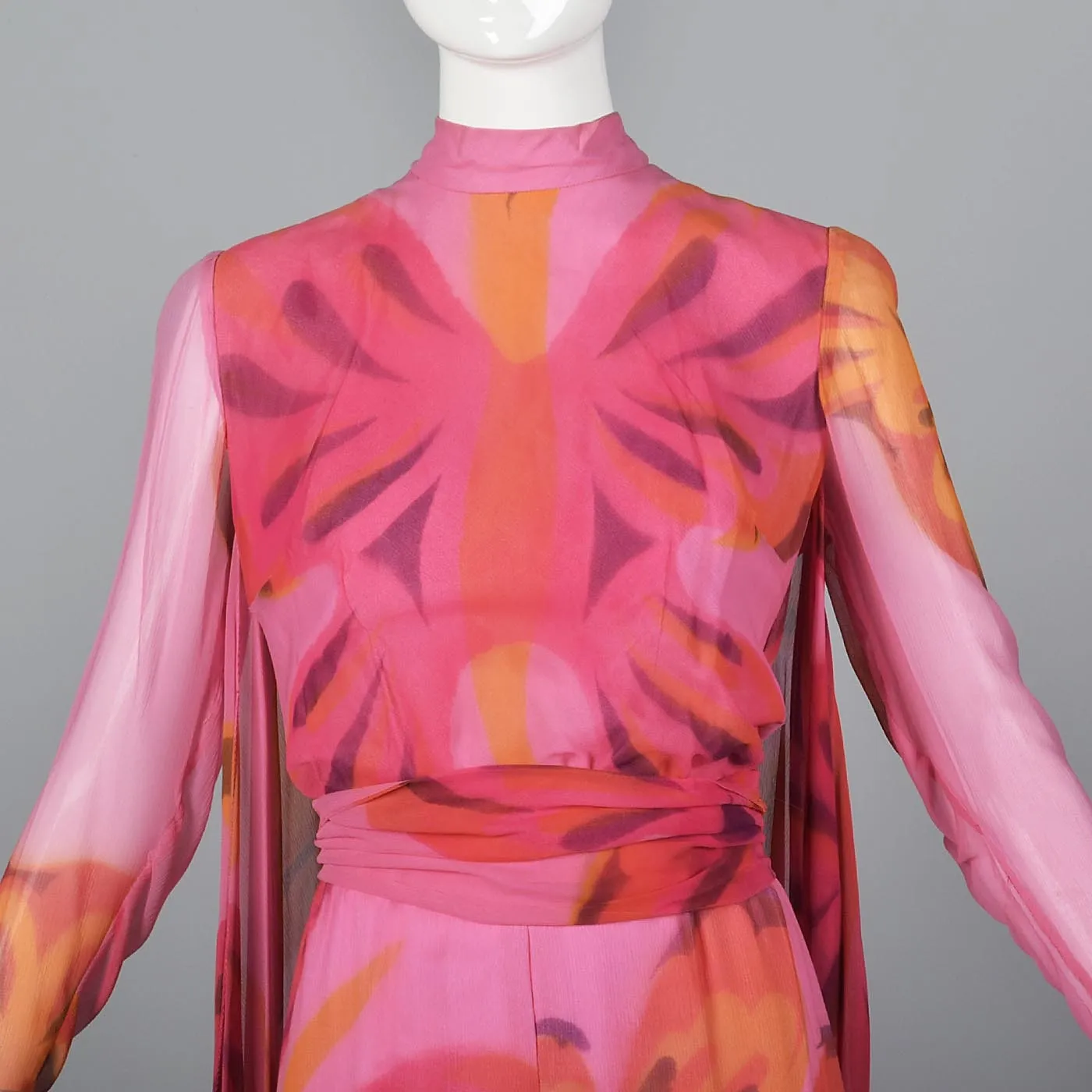 Over the Top 1960s  Butterfly Print Silk Jumpsuit with Cape from the  Sands Hotel Las Vegas