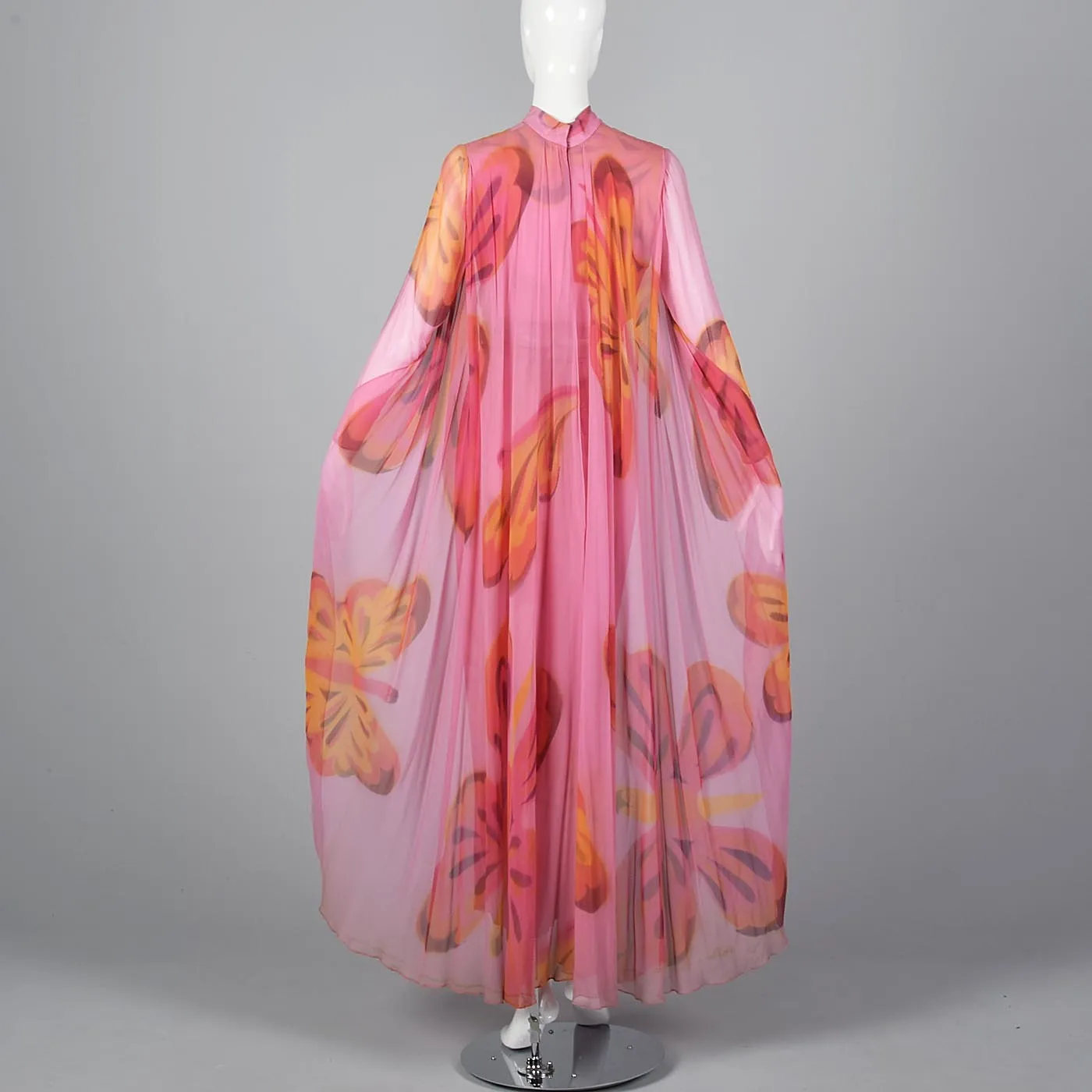 Over the Top 1960s  Butterfly Print Silk Jumpsuit with Cape from the  Sands Hotel Las Vegas