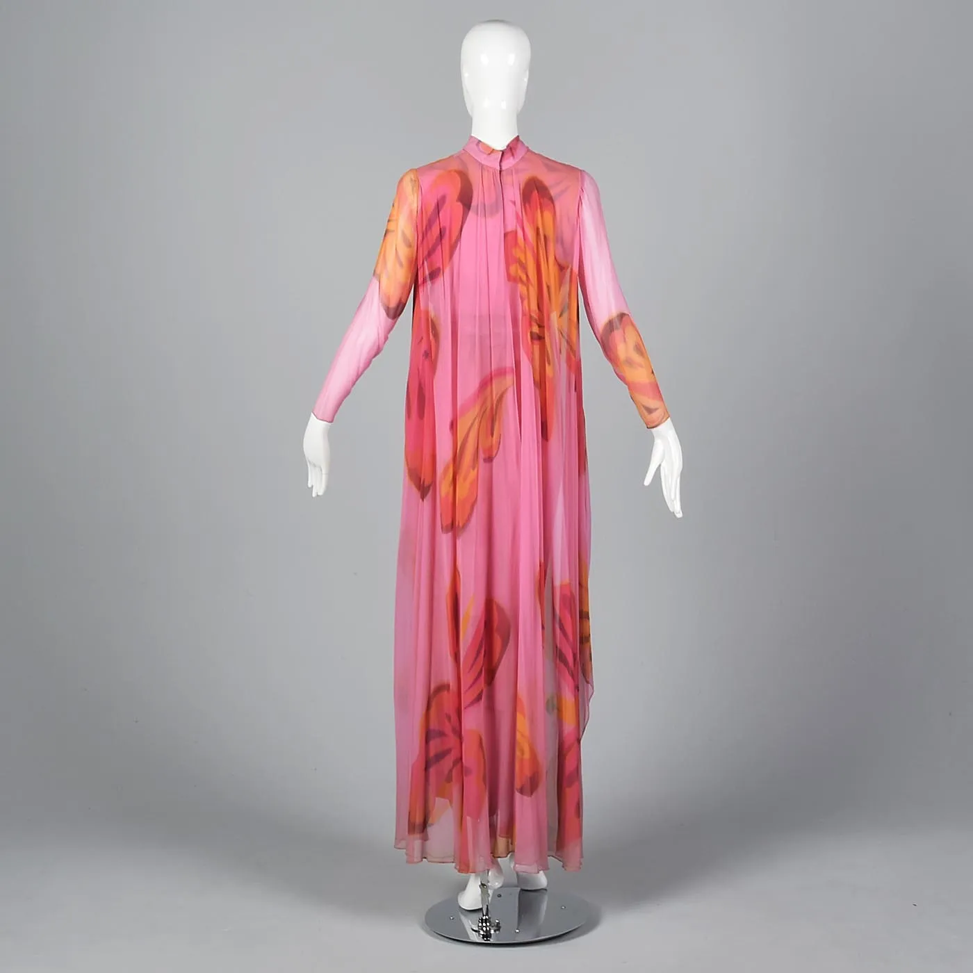 Over the Top 1960s  Butterfly Print Silk Jumpsuit with Cape from the  Sands Hotel Las Vegas