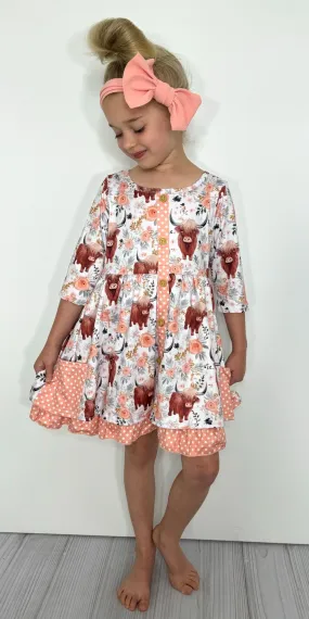 Peachy Highland Girls Dress