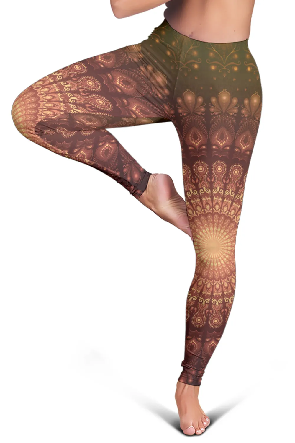 Peacock Feather Mandala - Earth | Leggings | Mandalazed