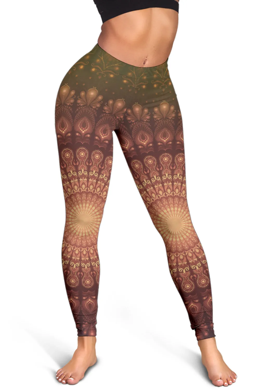 Peacock Feather Mandala - Earth | Leggings | Mandalazed