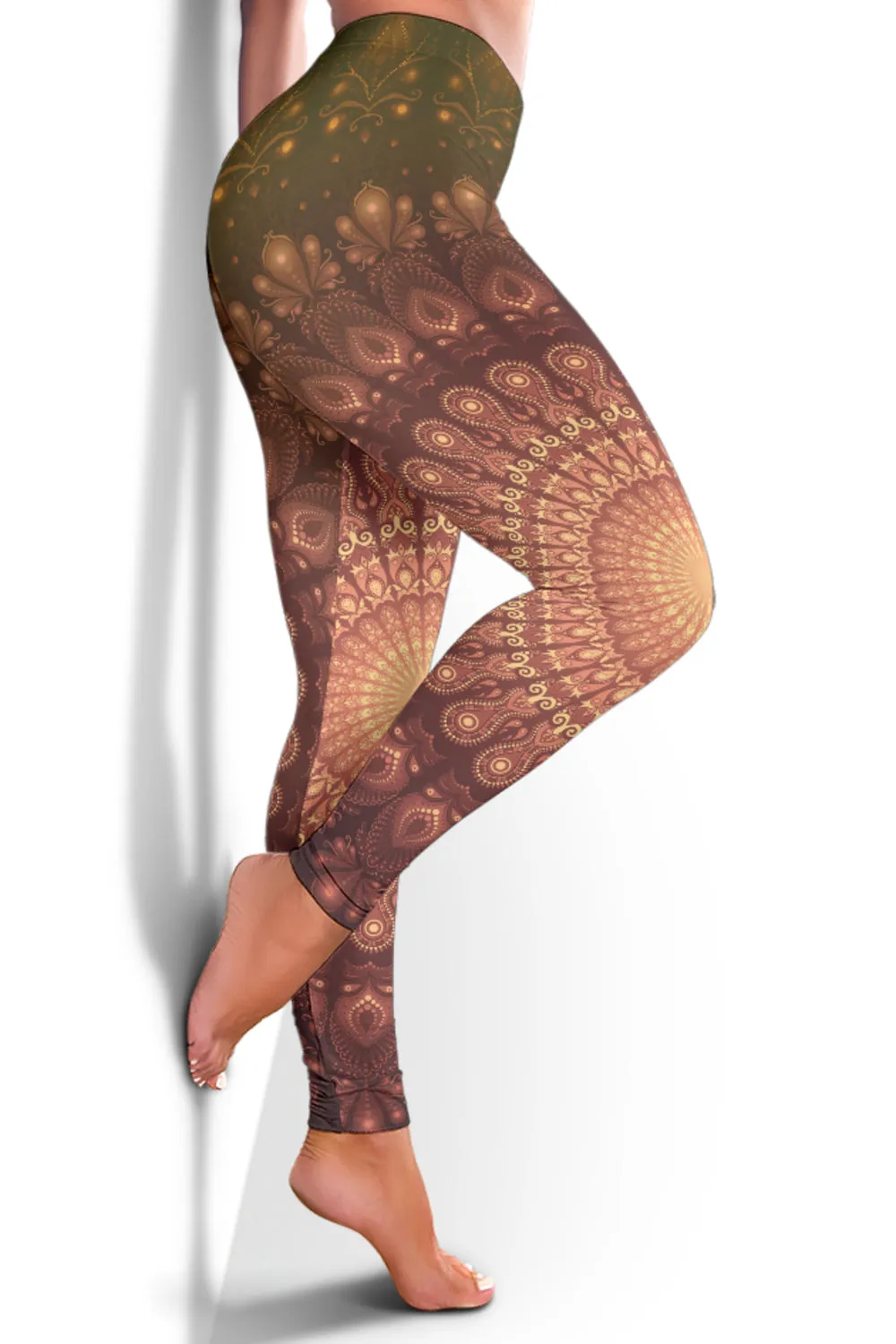 Peacock Feather Mandala - Earth | Leggings | Mandalazed