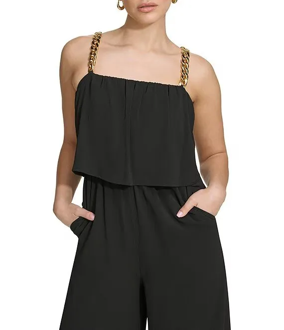 Pebble Crepe Square Jumpsuit - Kensie