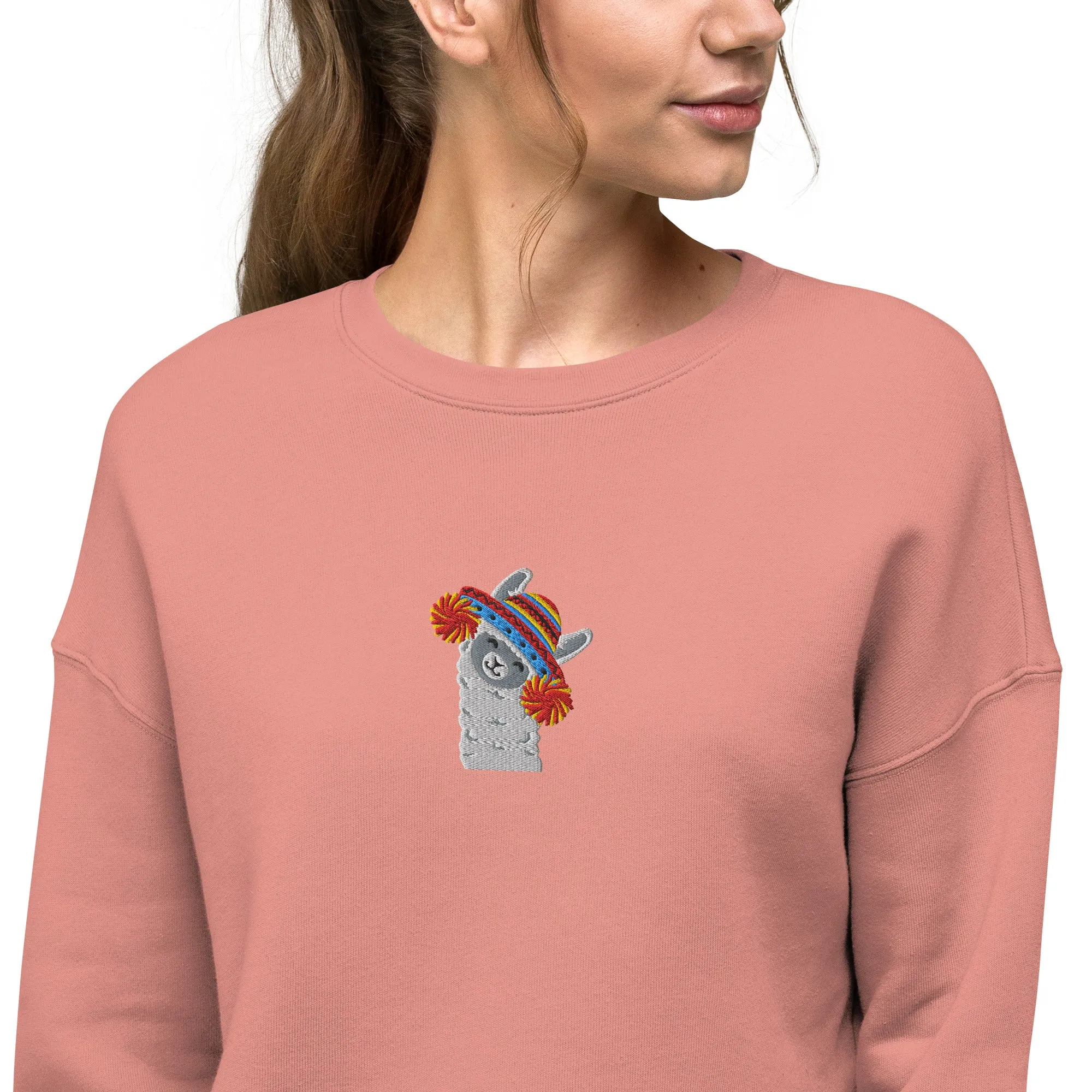 Peruvian Alpaca Embroidered Cropped Sweatshirt