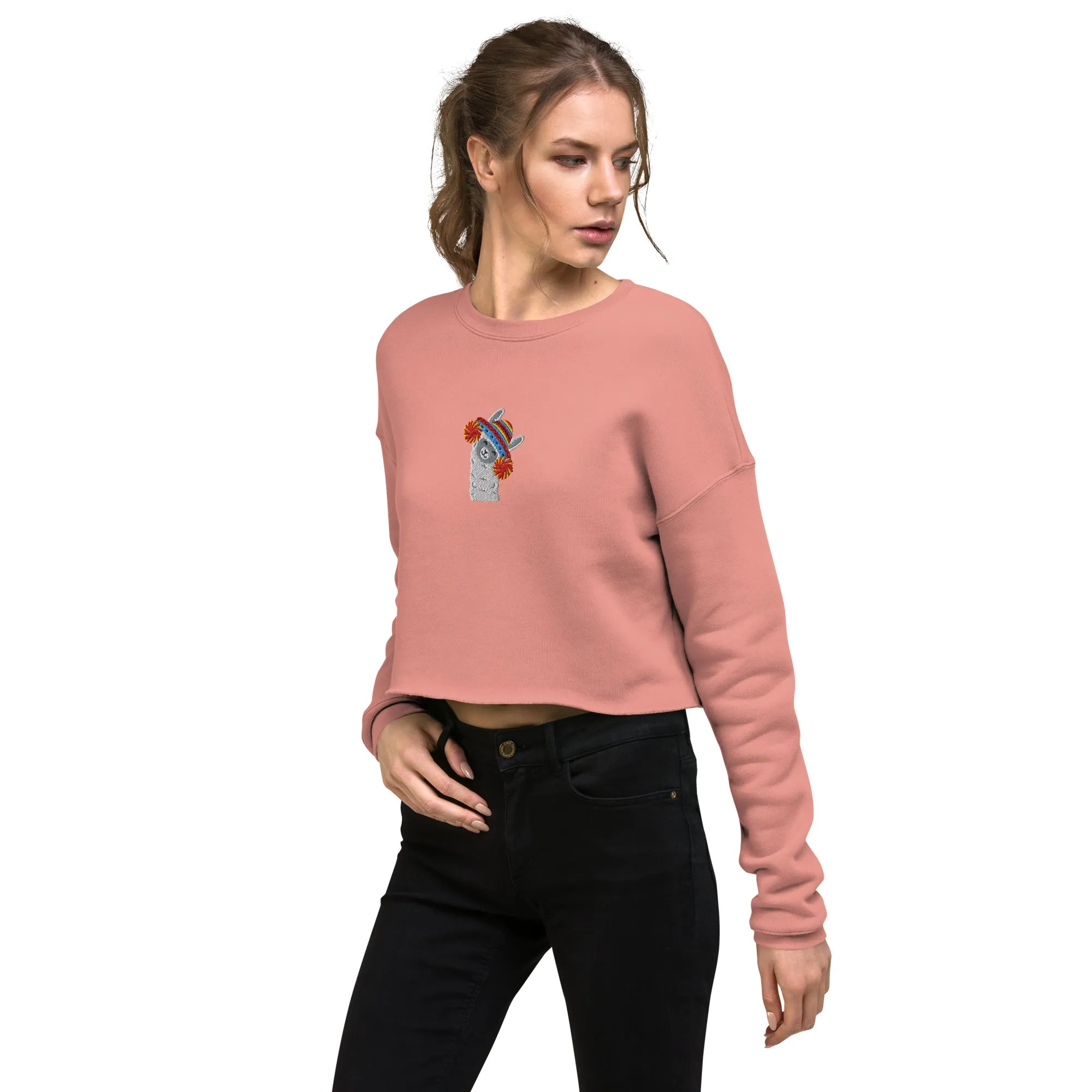 Peruvian Alpaca Embroidered Cropped Sweatshirt